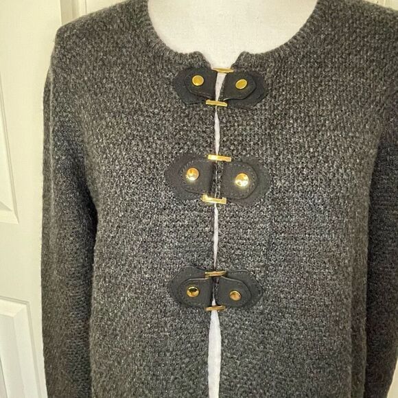 Cynthia Rowley Gray Textured Sweater Cardigan size Medium - Picture 4 of 10